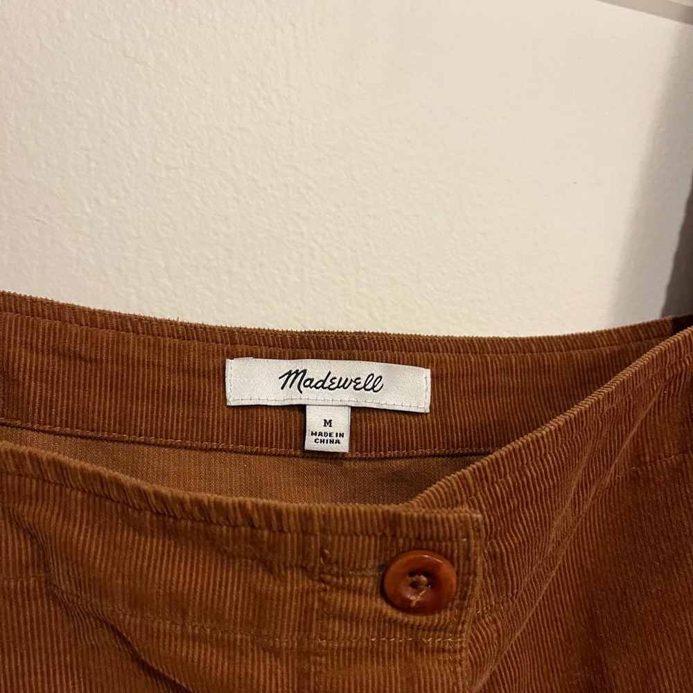 Madewell Shirt Embroidered Eyelet Corduroy Tie-Sleeve Top Brown Square Neck Med - Picture 7 of 8